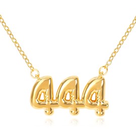 Bubble Angle Number Necklace 444 for Women, 18K Gold Plated Lucky Number Pendant Numerology Jewelry Friendship Birthday Gift Valentine's Day
