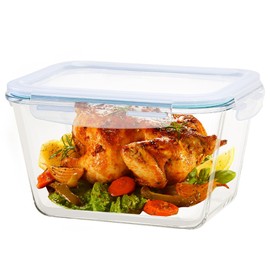 TRBIDRBO 2600 ML /88oz/ 11 Cup LARGE Glass Food Storage Container with Airtight Locking Lid for Storing food, Vegetables, Fruits Roasting Turkey Freezer Microwave & Oven Safe Leak Proof