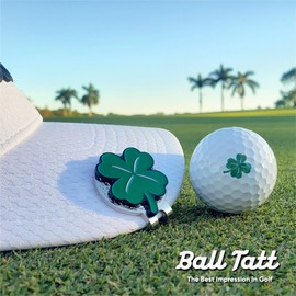 Ball Tatt - Golf Ball Stamper, Self-Inking Golf Ball Stamp, Custom Golf Ball Marker with 32mm Hatclip, Reusable Golf Ball Marking Tool to Identify Golf Balls, Golfer Gift Golfing Accessories Clover