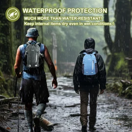 15L Waterproof Hiking Daypack, Small Backpack Travel Outdoor, Lightweight Day Pack with Tool Loops(Dark Green)