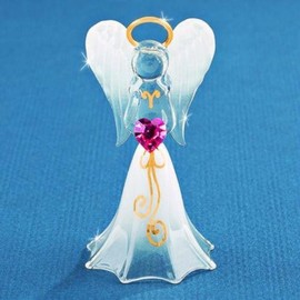 Glass Baron White Angel with Crystal Heart Figurine