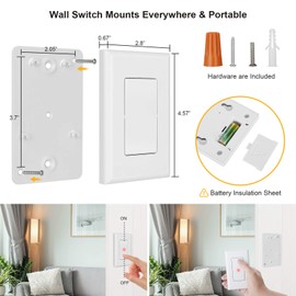 Suraielec Single Wireless Remote Control Wall Switch with Hanging Plate, Programmable and Expandable (Remote Only, Receiver Sold Separately)