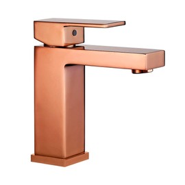 UDWTMTPRT Bathroom Small Basin Tap Mixer 100% Solid Brass Newest Luxury Design Deck Mount Vessel Faucet Black Gold Chrome Silver Square (Color : Rose Gold)