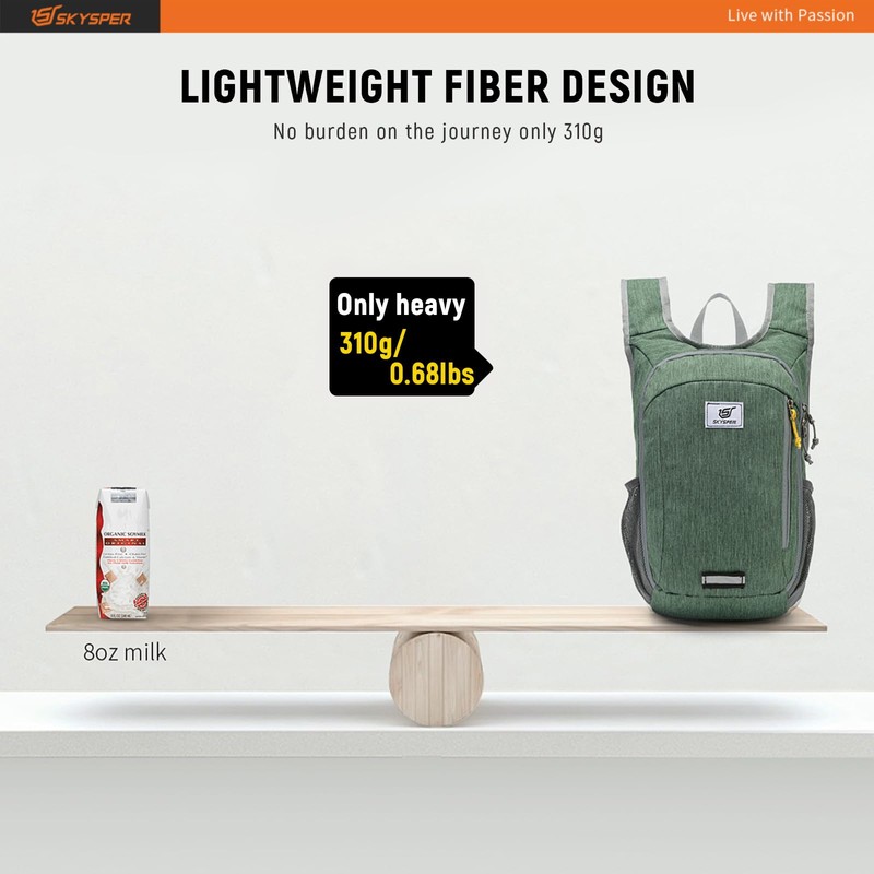 SKYSPER Small Daypack 10L/15L/20L Hiking Backpack Packable Lightweight Travel Day