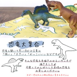 Gauze Tenugui, Set of 3, Dinosaur Yellow, Gray, Blue, Made in Japan, 100% Cotton, 34.6 x 13.8 inches (88 x 35 cm), Iroha Mameo Series