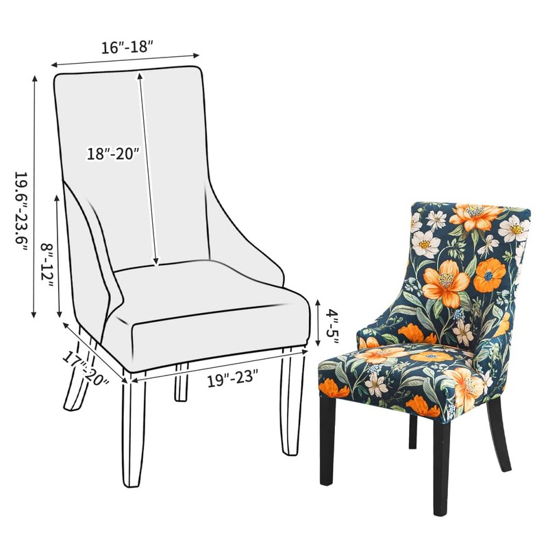 FORCHEER Wingback Dining Chair Covers Set of 2, Velvet Stretch