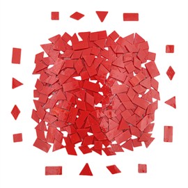 200g Stained Glass Mosaic Tiles, 230 Pieces Square Triangle Rhombus Rectangle Shape Glass Pieces for Mosaic Making Projects (Red)