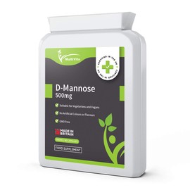 D-Mannose 500mg 90 Vegan Capsules - 100% Pure Natural Form - Easy to Swallow Premium Quality - UK Made to GMP Standards