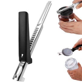 Adjustable Can Opener, Easy Open Adjustable Grip Jar Opener, New Can Opener Manual Lid for Restaurants, Bars, Elderly, Picnics, Effortless Arthritis for Weak Hands Seniors (Black)