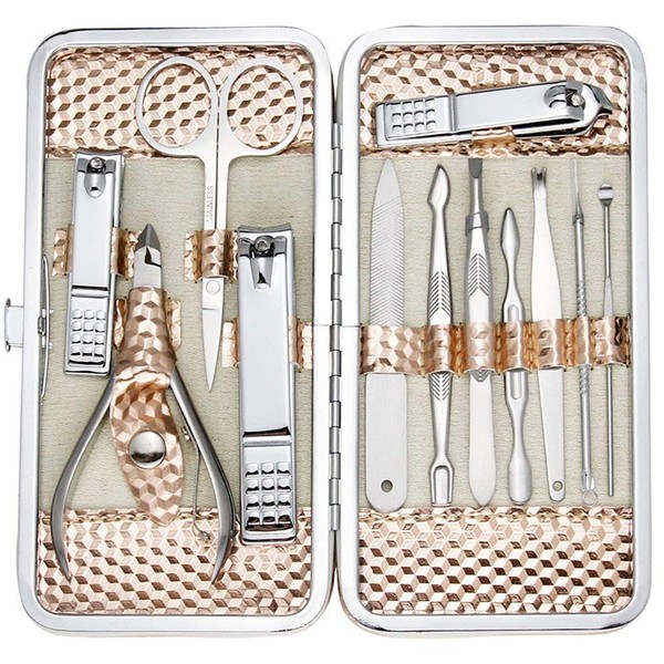 ZIZZON Manicure Set Nail Clippers Pedicure Kit,professional Manicure Kit, Grooming kit, Nail Care Tools with Travel Case(Rose Gold)