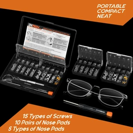 TEKPREM Magnetic Eyeglass Repair Tool Kit, Eye Glasses Repairing Screwdriver Set with Compatible Eyeglass Screws,Silicone Nose Pads,Tweezer,Small Screwdriver for Eyeglasses,Sunglasses and Nose Pads