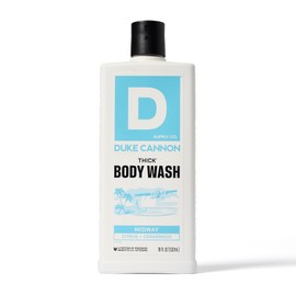 Duke Cannon Supply Co. Thick High Viscosity Body Wash Body Wash - 3X Thicker, Plant-Based, Mineral-Enriched Body Wash For Men - Shower Gel for Men - Mens Body Scrub - Midway, (18 oz)