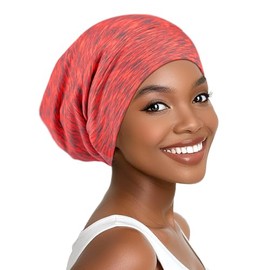Joyhabit - Gorro de satén para dormir, algodón transpirable en el exterior y satén sedoso en el interior para mujeres y hombres con correa ajustable, 