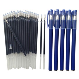 30 Pcs Blue Pen Refills and 5 Pcs Gel Pens Blue,Gel Pen Refills Set Kit,Ink Pen Refills with 5 Gel Ink Pens,0.5 mm Fine Point Pen,Work Pen Smooth Writing for Office. (Blue)