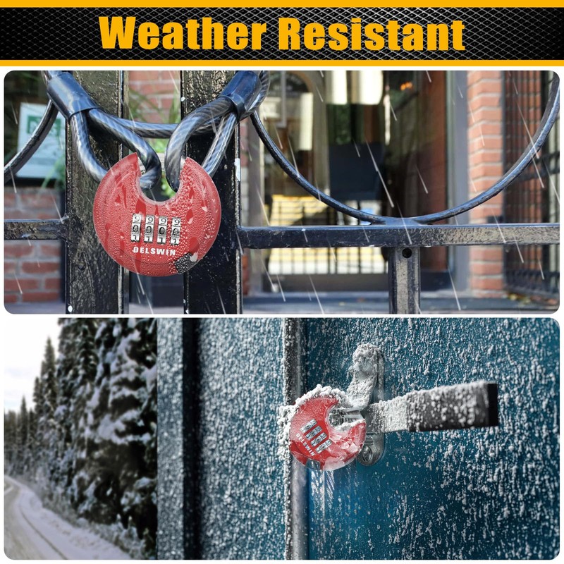 DELSWIN Outdoor Combination Padlock - 4 Digit Heavy Duty Disc