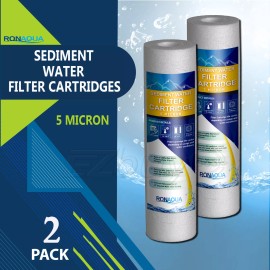 Ronaqua 2 Pack Sediment 5 Micron Water Filter Cartridges 2.5" x 10" for Reverse Osmosis