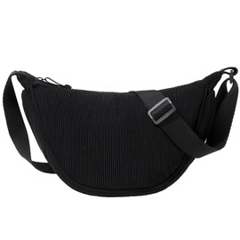 Micmores Shoulder Bag Women's Bum Bag Women's Stylish Nylon Crossbody Bag Women's Crescent Moon Bag Shoulder Bag with Adjustable Shoulder Strap, Y2K Belt Bag for Any Occasion, Black (black-2),
