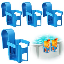 Forhandy Pack of 4 Pool Drink Holder, Water Cup, Hanging Holder, Multifunctional Pool Accessories, No Spill, Swimming Pool, Pool Edge, Drink Holder Made of Plastic (Blue)