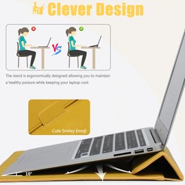HYZUO 13.3-14 Inch Laptop Sleeve Case with Stand Feature for MacBook Pro 14 M4/M3/M2/M1 Pro/Max 2025-2021, MacBook Pro/Air 13.3, 13.5-13.8 Surface Laptop, HP Spectre X360 13/14, Olive Yellow