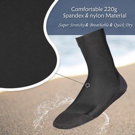 OMGear Water Socks Beach Volleyball Socks Sand Proof Booties Quick Dry Swim Hosiery Aqua Dive Footies for Sand Soccer Snorkeling Surfing Rafting Kayaking(High Cut/Black,L)