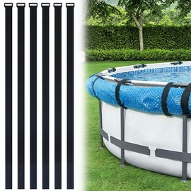 WBCBEC 6Pcs Solar Pool Cover Holder, Adjustable Solar Cover Straps Nylon Pool Storage Straps Set Two Sided Velcro Wrapped for Framed Above-Ground Swimming Pools Keep Solar Blankets Off The Ground