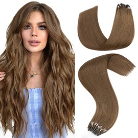 Hairro U Tip Hair Extensions Human Hair With Microlink Micro Loop Pre Bonded Hot Fusion Keratin Nail Tipped Real Hair Utips Hairpieces For Women 16 inch 50g 50 Strands #4Y Medium Brown