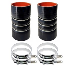 Silicone CAC Charge Air Cooler Hump Hose Boot Set 3" x 6" Heavy Duty Intercooler Hoses Boot Kit with stainless steel T Bolt Clamp, Air Intake and Intercooler Hose Kit,2PCS (Black)