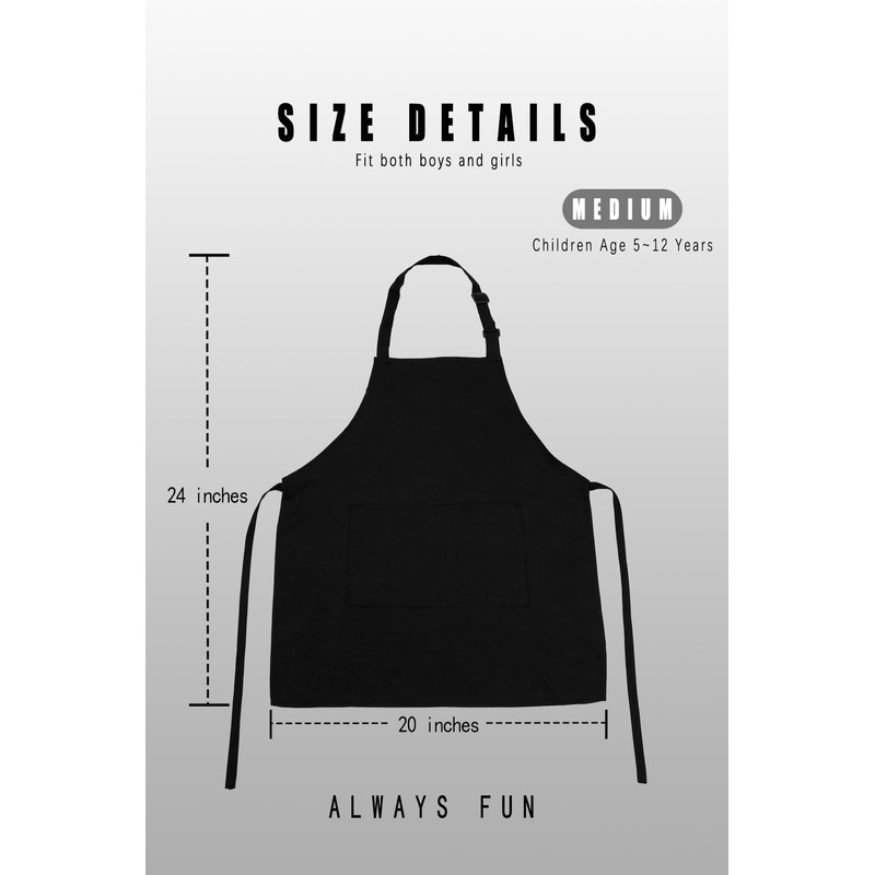H.BETTER Kid Apron Adjustable Strap with 2 Pockets Painting Cooking