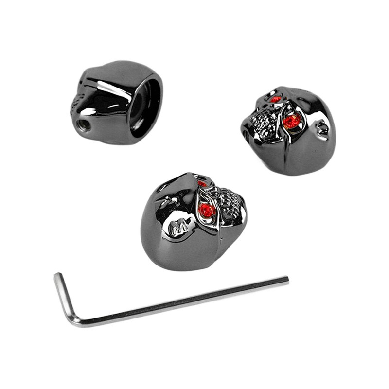 3Pcs Electric Guitar Skull Knobs Metal Volume Tone Head Cap