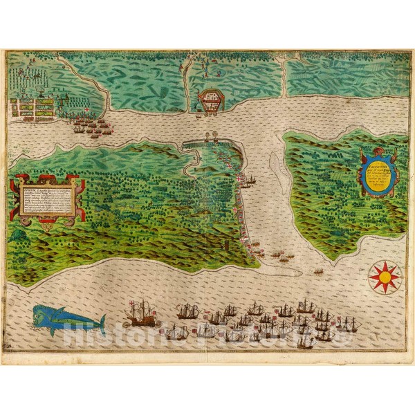 Historic Wall Map - [Map and Views Illustrating Sir Francis