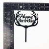Antlers - Decoración para tartas de feliz cumpleaños (acrílico negro)