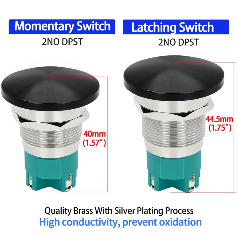 ZJWZJH 10 Amp 22mm 7/8'' Latching Mushroom Head Push Button