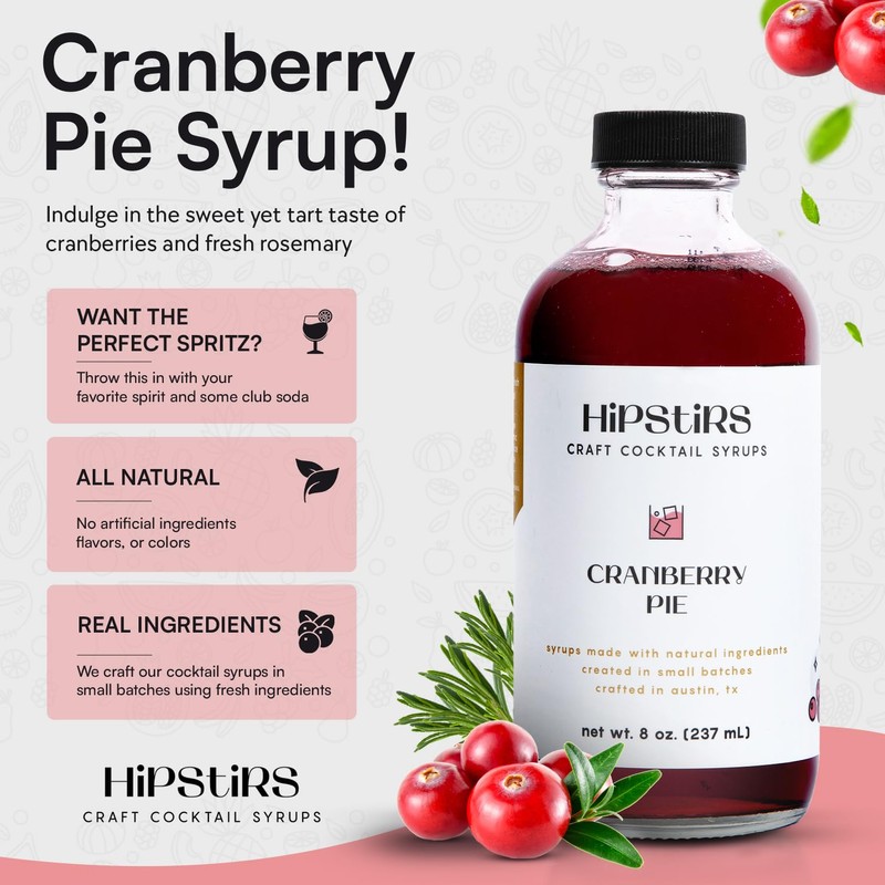 HipStirs Cranberry Syrup for Drinks - Our Cranberry Pie Syrup