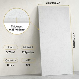 TONOR 8PCS Acoustic Panels, 47.2″ x 23.6″ x 0.35″, Full Self-Adhesive Soundproof Wall Panels, Sound Absorbing Panels for Noise and Echo Reduction, Acoustic Treatment for Studio, Home, Office, Grey