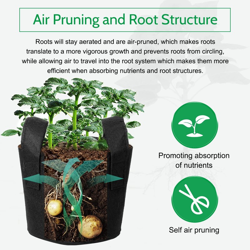 JERIA 12-Pack 20 Gallon, Vegetable/Flower/Plant Grow Bags, Aeration Fabric Pots