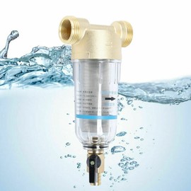 Futchoy Domestic Water Filter Flushable Fine Filter 20 mm (G1/2) Male Thread Water Pre-Filter Backwash Filter Body Brass Stainless Steel Filtration of Tap Water/Well Water