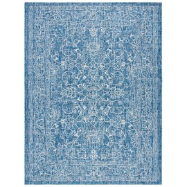 SAFAVIEH Courtyard Collection Area Rug - 9' x 12', Navy & Ivory, Non-Shedding & Easy Care, Indoor/Outdoor & Washable-Ideal for Patio, Backyard, Mudroom (CY8680-36821)