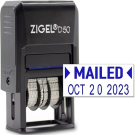 ZIGEL D50 Date Stamp with MAILED - Self Inking Date Stamp - Blue