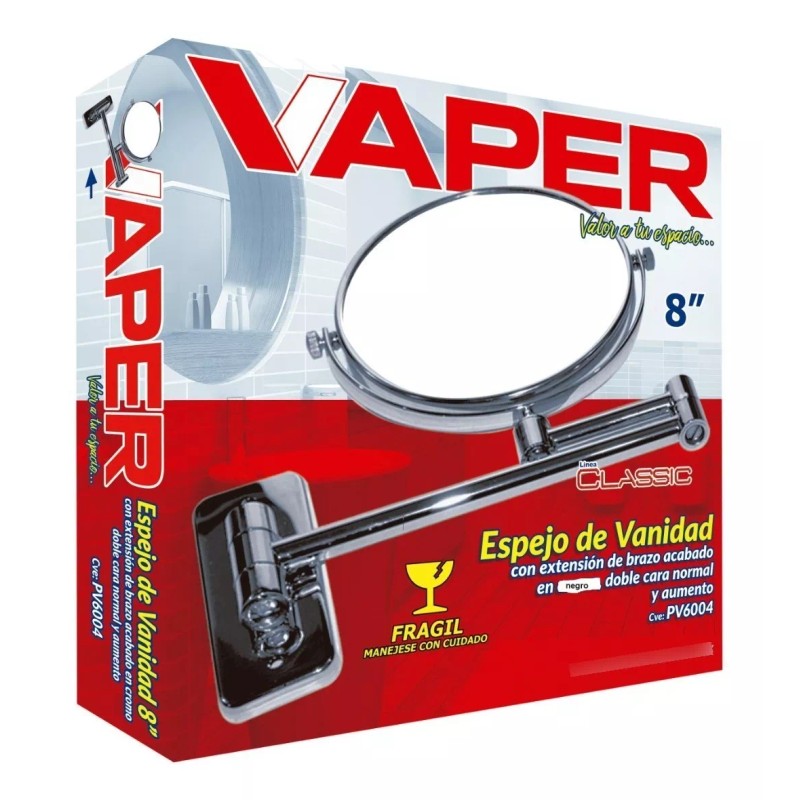 Vaper Espejo Vanidad Doble Cara Metálico 8 Pul. Negro