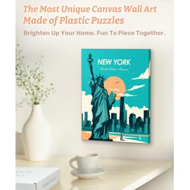PieceRelax Canvas Wall Art Puzzles for Adults - Studio Inception_Days in New York - Statue of Liberty Unique Gift & Home Décor with Plastic Jigsaw Puzzle Artwork for Living Room Bedroom [HN1403]
