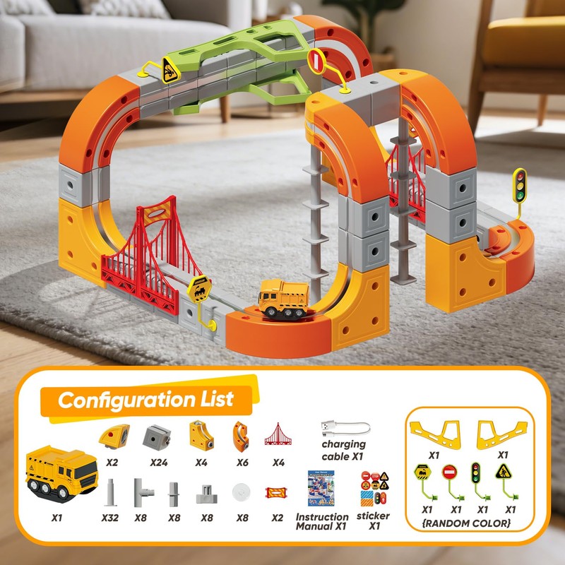 Electric Train Set for Kids, 117PCS Flexible 3D Cube Track
