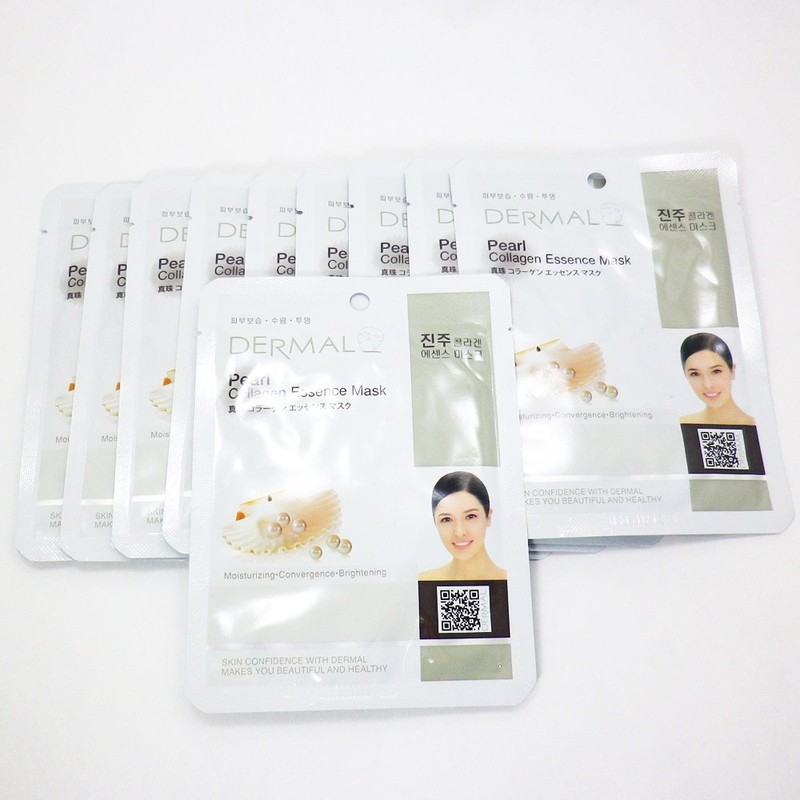 Sheet Mask, Pearl, Set of 10, Dermal Face Pack