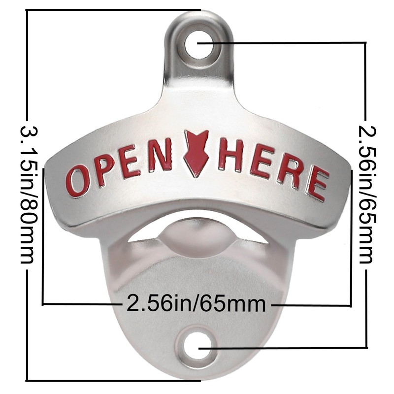 Jumiok Matte Silver Mountable Beer Bottle Opener for Wall Post