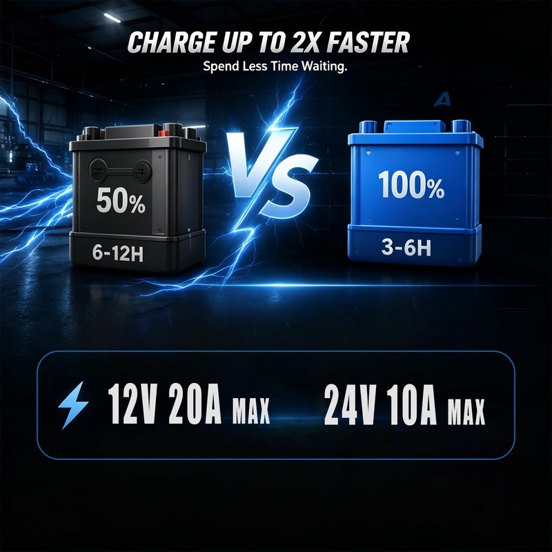 Battery Charger 20A 12V/24V LiFePO4 Lead Acid Fully Automatic Battery