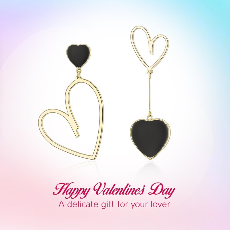 Flyonce Mismatched Earrings for Women, Asymmetric Heart Drop Dangle Earrings,