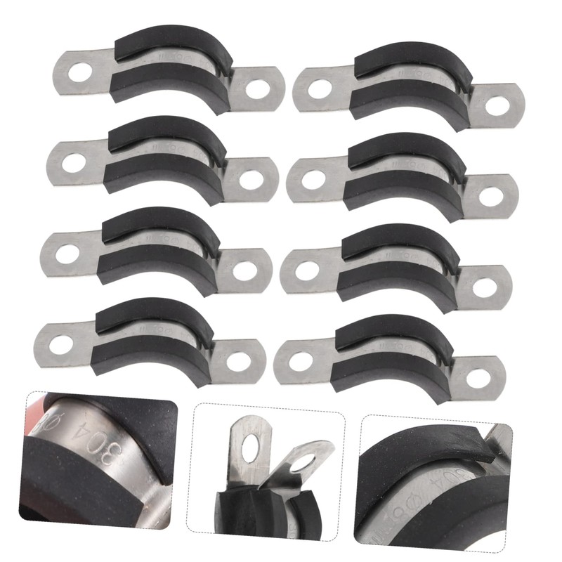 Operitacx 20 Pcs Stainless Steel Cable Strap Clamps with Rubber