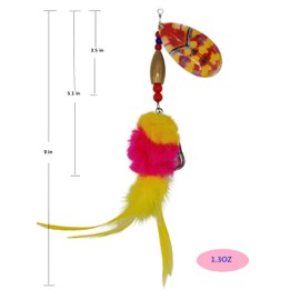 Pike Musky Walleye Fishing Lure Spinnerbait with Feathered Hooks Rooster Tail Fishing Lures Spoon Lures Baits with Tackle Box (Style A-Red)