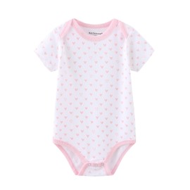 Kiddiezoom Unisex-Baby Boys Girls 5-Pack Short-Sleeve Embellished Bodysuit-Cute Pink