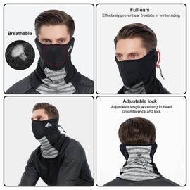 TAGVO Cycling Fleece Face Cover For Men & Women, Windproof Breathable Thermal Multifunctional Ski Blaclava Face Mask Snood Neck Warmer Neck Gaiter, For Cycling Running Skiing Motorcycle Outdoor Sports