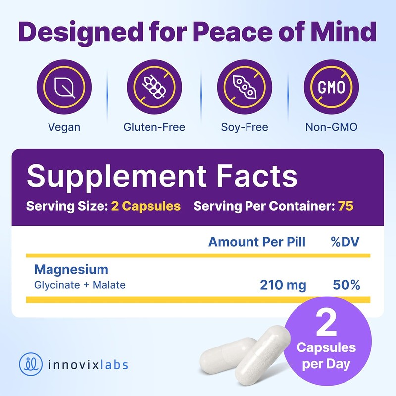 InnovixLabs Advanced Magnesium Capsules - 150 Ct, 210 mg -